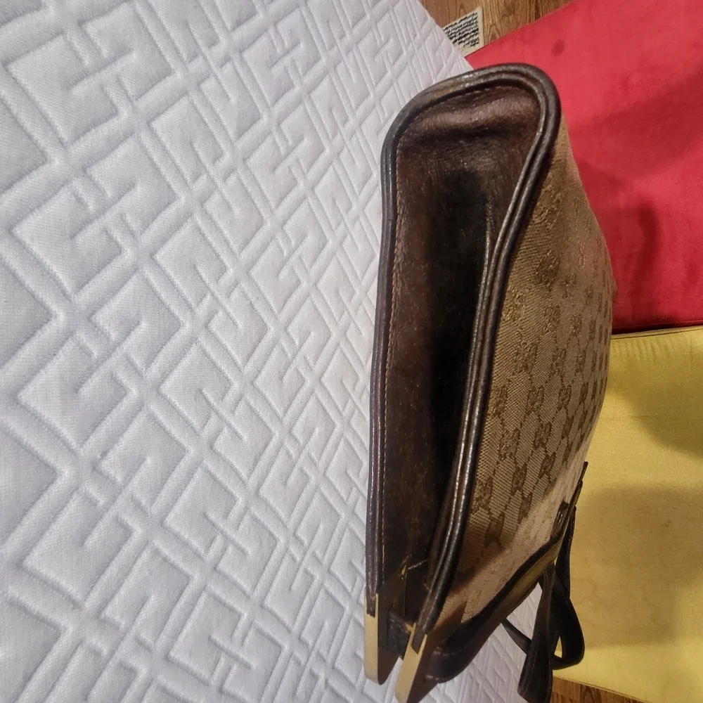 Gucci GG Canvas and Leather Weekender Handbag Vintage..